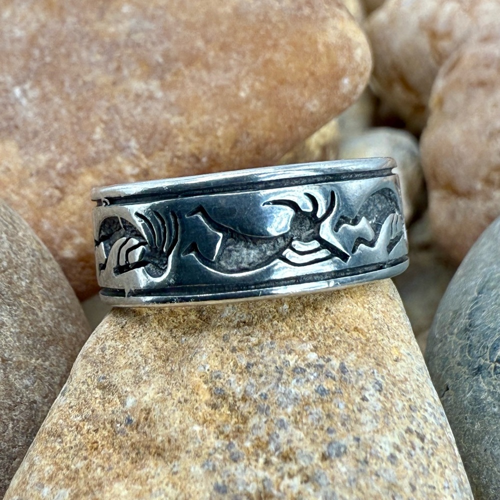 Vintage Shube’s Dakota West Sterling Silver Band Ring Size 7 Southwest Kokopelli - Picture 1 of 17